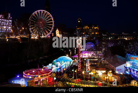 Edinburgh Christmas ice rink and Fun Fair, East Princes Street Gardens, Scotland, UK, Europe 2011 Stock Photo