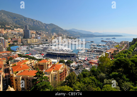 Monte Carlo Harbor Yachts Boats Monaco Principality French Riviera Mediterranean Cote d'Azur Alps Stock Photo