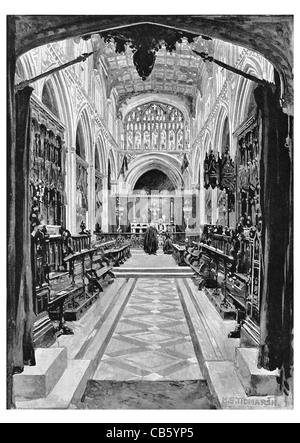 The choir Manchester Cathedral medieval church Victoria Street Collegiate St Mary Denys George Gothic Grade I listed building Stock Photo