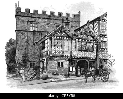 Humphrey Chetham Turton Tower manor house Chapeltown scheduled ancient monument Grade I Listed building Stock Photo