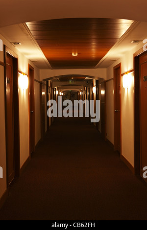 long corridor in modern hotel Stock Photo