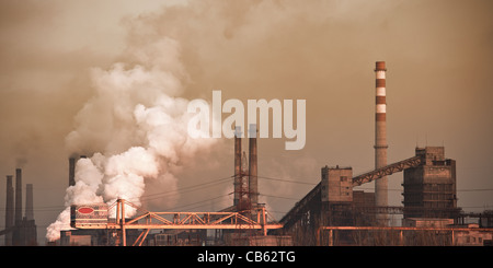 Panorama of metallurgical works. Industrial landscape Stock Photo