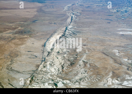 Aerial view of the San Andreas Fault in the Carrizo Plain California. Stock Photo