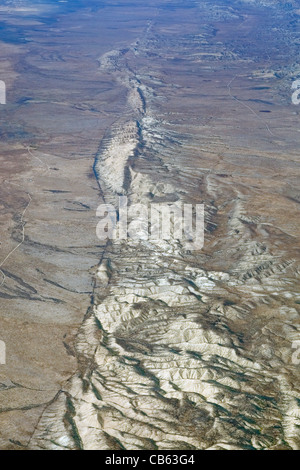 Aerial view of the San Andreas Fault in the Carrizo Plain California. Stock Photo