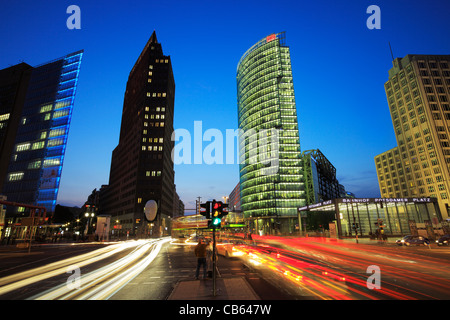 Potsdamer Platz in Berlin with Kollhoff-Tower, Sony Center, DB Tower DB-Tower and the Ritz-Carlton Stock Photo