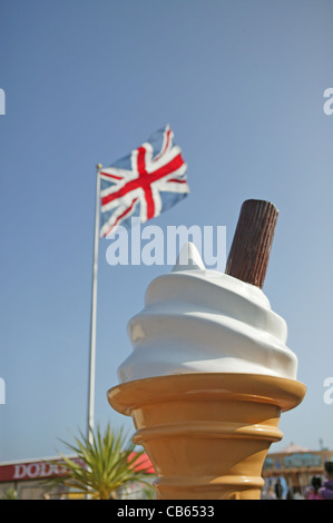 Giant ice creak and Union Jack flag Stock Photo