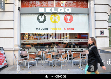 Belgo London Belgian Moules Frites Bieres Belgian food cafe Stock Photo