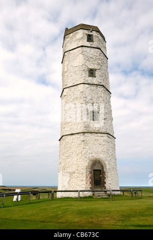 The Old Lighthouse, Flamborough Head. North Sea coast of East Yorkshire, England, UK. Built with chalk stone 1673 Stock Photo