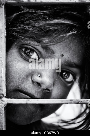 girl in black and white Andhra Pradesh South India Stock Photo - Alamy