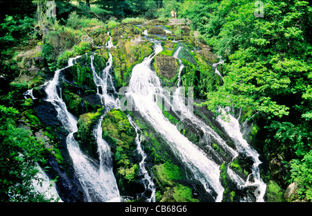 Swallow Falls, Welsh language Rhaeadr Ewynnol, on the Afon Llugwy river near Betws-y-Coed, Gwynedd, north Wales, UK Stock Photo