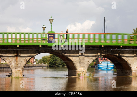 People Walking over Bridge River Trent Newark Stock Photo