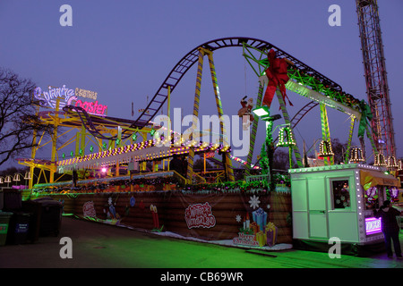 Roller Coaster at Winter Wonderland Hyde Park London Christmas 2011 Stock Photo