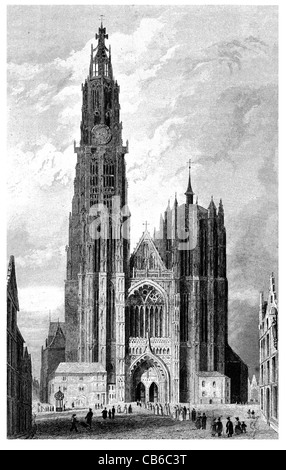 Cathedral Our Lady Roman Catholic Antwerp Belgium Gothic style Jan Pieter Appelmans World Heritage Site Stock Photo