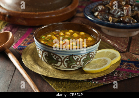 Harira. Traditional Moroccan lentil and chickpea soup Stock Photo