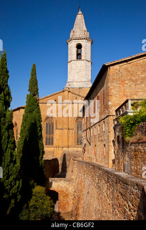 Early morning below Cathedral Pio in Pienza Tuscany Italy Stock Photo