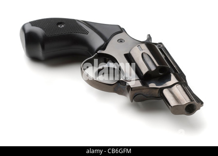 revolver loaded black on white background Stock Photo