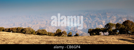 Dramatic landscape along the Northern Escarpment in the Simien Mountains National Park, Northern Ethiopia, Africa. Stock Photo