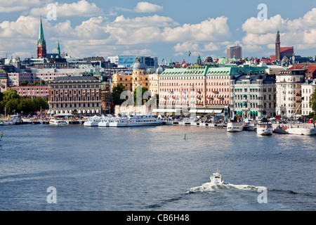 Djurgardsfarja in Stockholm,Capital of Sweden;Scandinavia;Buildings and Harbour Area at City Center Stock Photo