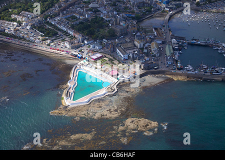 Aerial photo of  Penzance, Lands End Peninsula, West Penwith, Cornwall, England, UK, United Kingdom, GB, Great Britain, Stock Photo