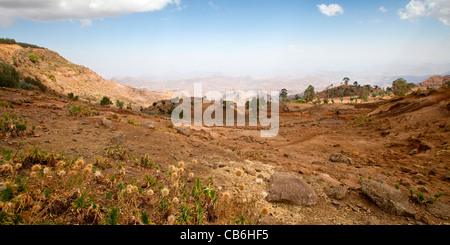 Dramatic landscape along the Northern Escarpment in the Simien Mountains National Park, Northern Ethiopia, Africa. Stock Photo