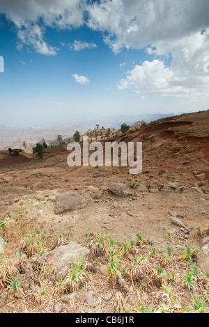 Dramatic landscape along the Northern Escarpment in the Simien Mountains National Park, Northern Ethiopia, Africa. Stock Photo