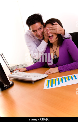 happy relations in a business team at the office Stock Photo