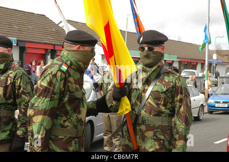 Masked members of the Real IRA at a republican commemoration in Londonderry, Northern Ireland. Stock Photo