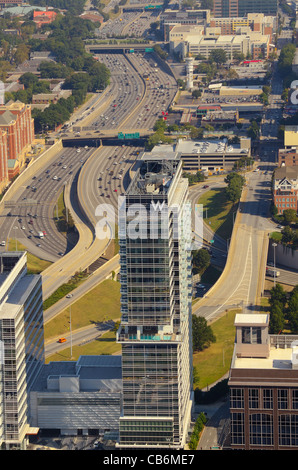 Aerial view of urban skyscrapers in downtown Atlanta, Georgia, USA. Stock Photo