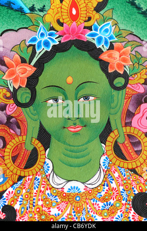 Green Tara thangka from Nepal. Painted in Nepal