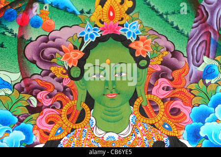 Green Tara thangka from Nepal