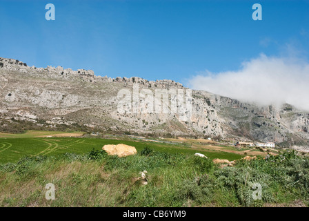 View of the South face of el Torcal de Antequera. Malaga province, Andalucia, Spain. Stock Photo