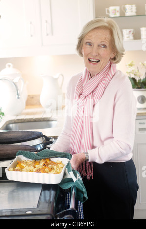 Mary Berry in her kitchen Stock Photo