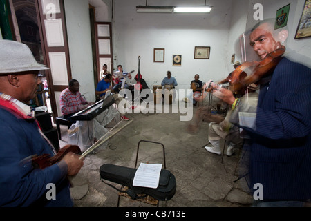 Cuban All Stars rehearsal at the Asociacion Rosalia de Castro, Havana (La Habana), Cuba Stock Photo