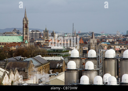 View of the St James's Gate from the Guinness Storehouse, Dublin Ireland, St. James's Gate Brewery, Guinness Stock Photo