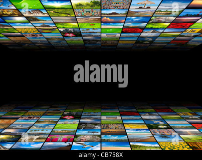 Social media - multimedia background of images Stock Photo