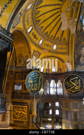 Murals in the interior of the Hagia Sophia Grand Mosque in the city of ...