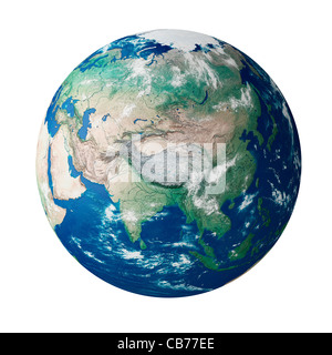 Globe showing the continent of Asia on planet earth