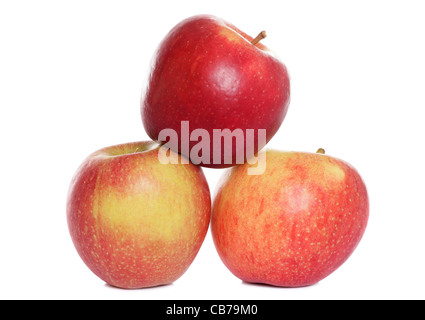 three red apples studio cutout Stock Photo
