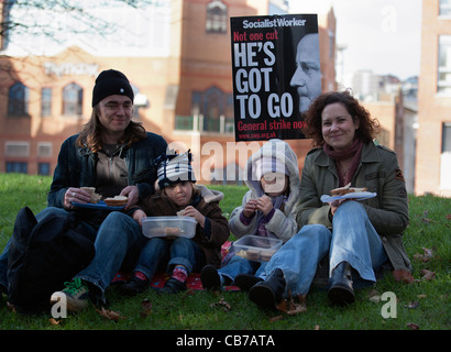 Protesters take part in the N30 Day of Action. Public Sector workers on Strike are pictured taking part in a protest march and Rally in Bristol. Stock Photo