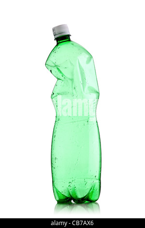 smashed empty water bottle, isolated on white background Stock Photo