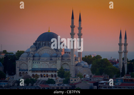 Süleymaniye Mosque at sunset. Istanbul, Turkey. Stock Photo
