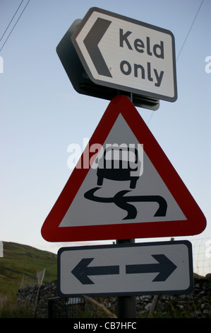 Road sign showing 'Keld only', at sunset,Keld, North Yorkshire, England Yorkshire Dales National Park Stock Photo