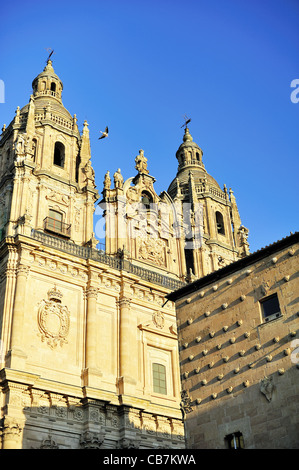 Casa de las Conchas and Church of la Clerecia at Salamanca (Castile and Leon, Spain) Stock Photo