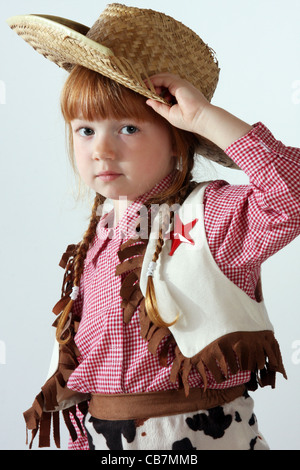 Five years old cowgirl - Cute little girl with braid wearing a white ...