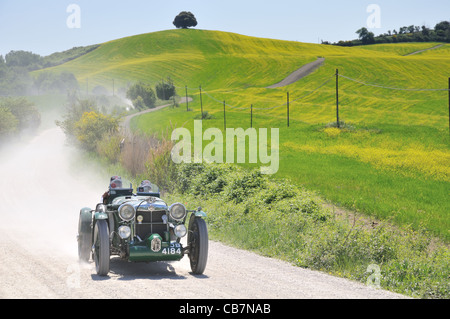 A 1934 green MG K3 at 1000 Miglia vintage car race Stock Photo