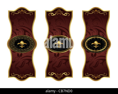 Illustration golden frames labels with heraldic elements - vector Stock Photo