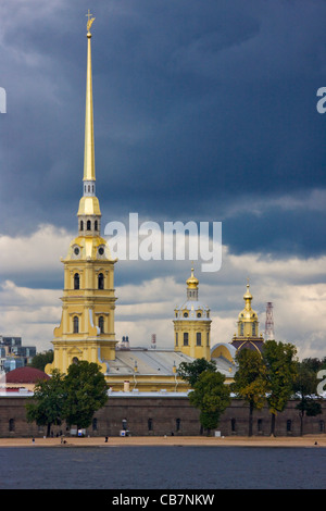 Saint Peter and Paul Cathedral inside the Peter and Paul Fortress on the Neva River, Saint Petersburg, Russia Stock Photo