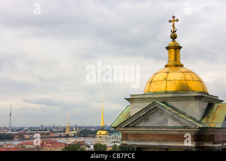 Saint Isaac's Cathedral and the Admiralty in the distance, Saint Petersburg, Russia Stock Photo