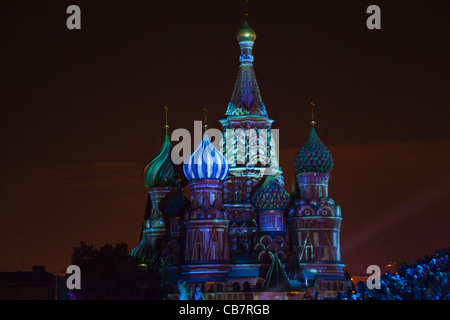 Night view of St. Basil's Cathedral in Red Square, Moscow, Russia Stock Photo
