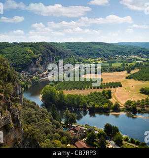 Dordogne River, France - looking towards La Roque Gageac Stock Photo